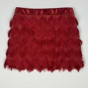 River Island Women's Rust Orange Fringe Mini Skirt Size US 14, New with Tags!